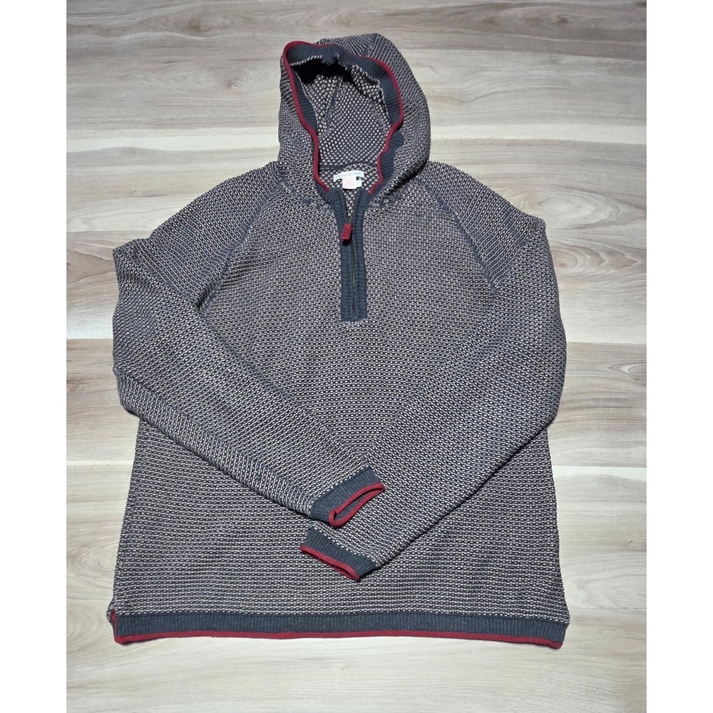 Carbon 2 Cobalt Sweater Mens XL Grey 1/4 Zip Hooded Cotton Knit Textured Pullove